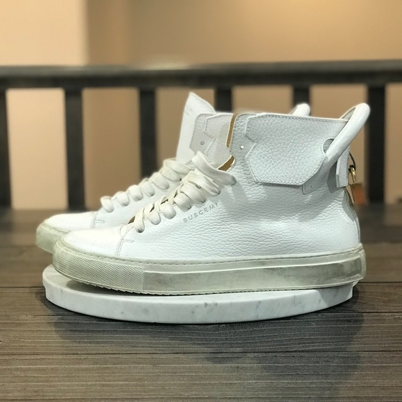 Men’s BUSCEMI 125MM High Top Luxury Sneakers White - Picture 5 of 8